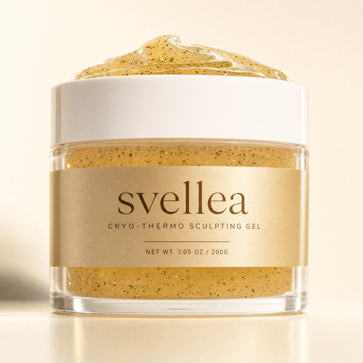 Svellea Cryo-Thermo Sculpting Gel — 200g jar with golden botanical gel