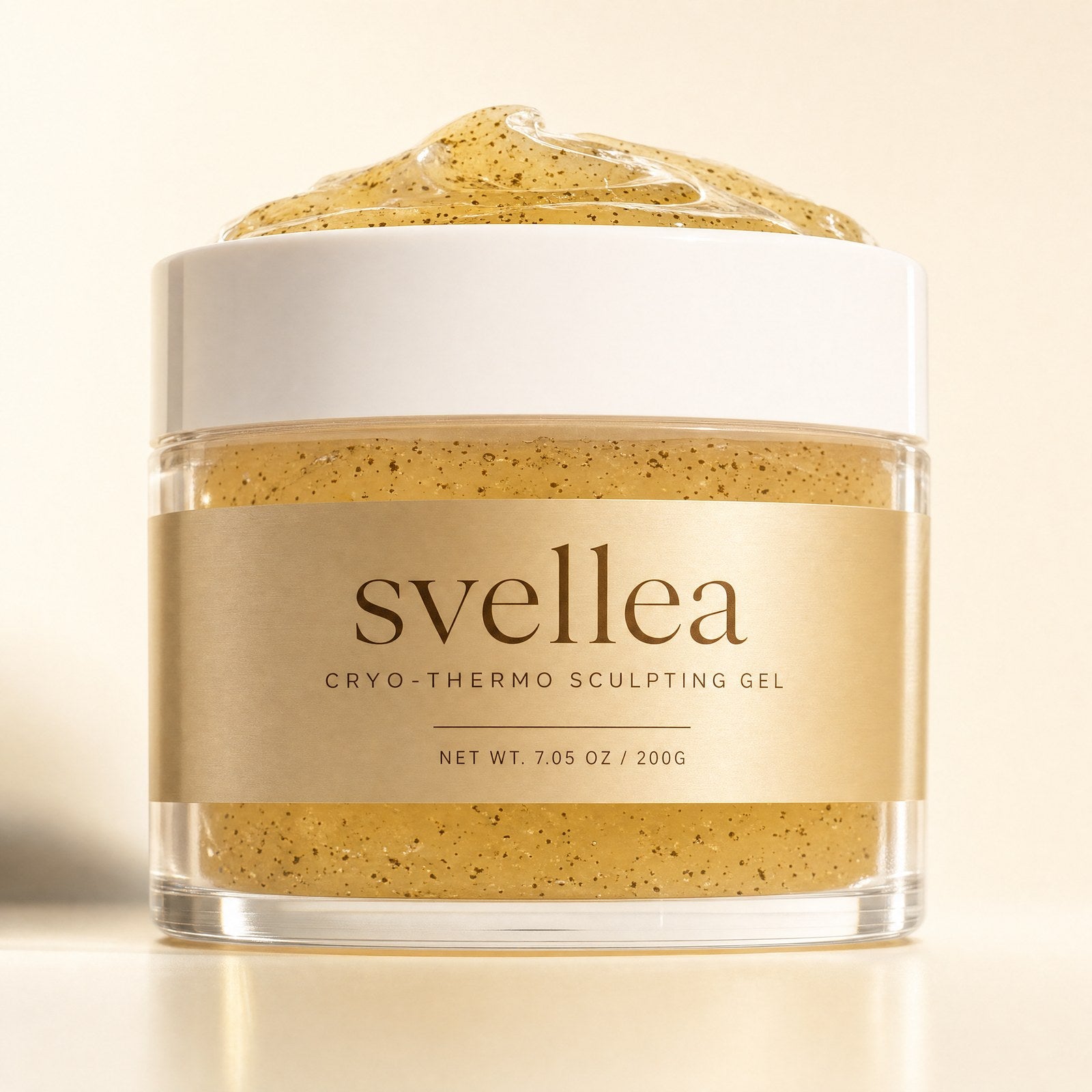 Svellea Cryo-Thermo Sculpting Gel — 200g jar with golden botanical gel
